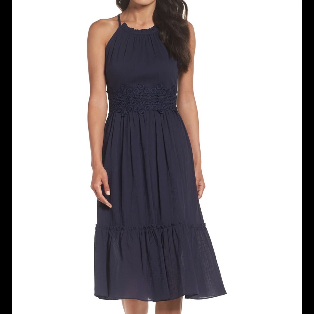 NWT Eliza J navy halter sundress